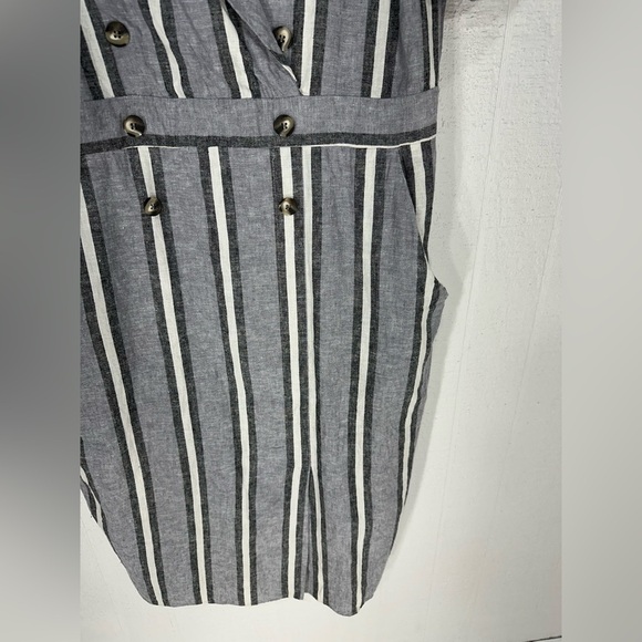 ASOS linen blend stripe tux midi dress black white size 16 - Picture 4 of 12